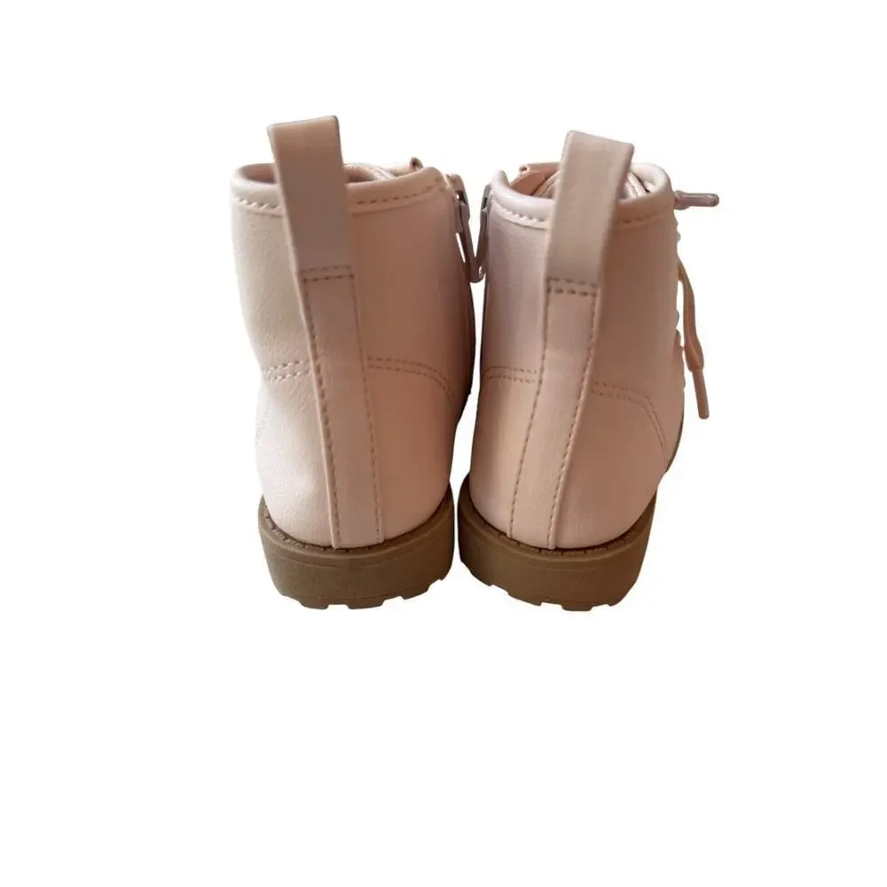 Wonder Nation Girls Pink Chain Loop Combat Boots Size 6